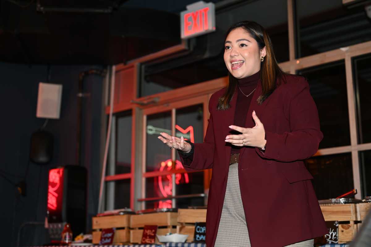 State Sen. Kristen Gonzalez hosted a re-election kickoff on Friday night. Photo by Ramy Mahmoud.
