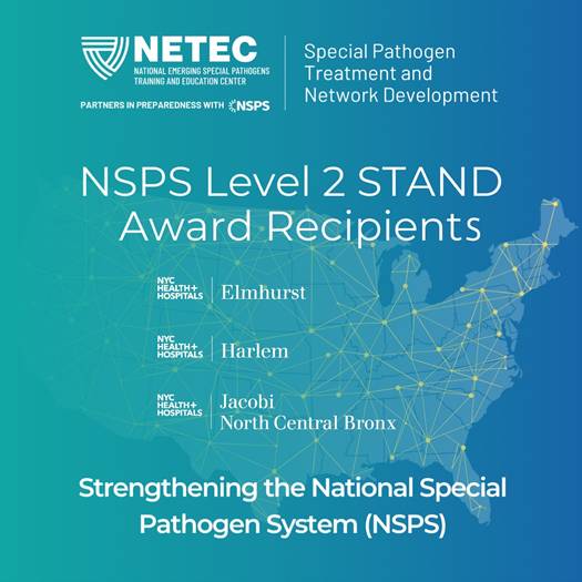 Three NYC Health + Hospitals locations awarded for outstanding care to patients with high-consequence infectious diseases