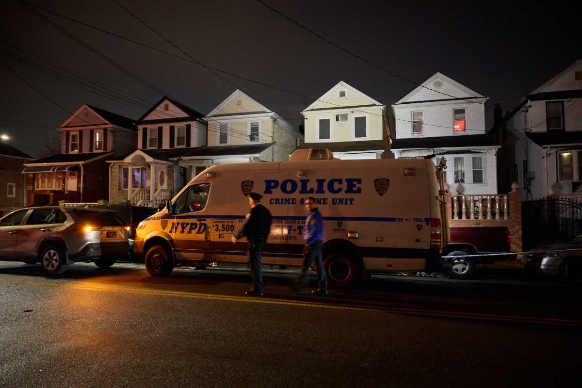 Cops are looking for four suspects who tried to rob a man in Woodside and bashed him in the skull when he began to argue, leaving him hospitalized.