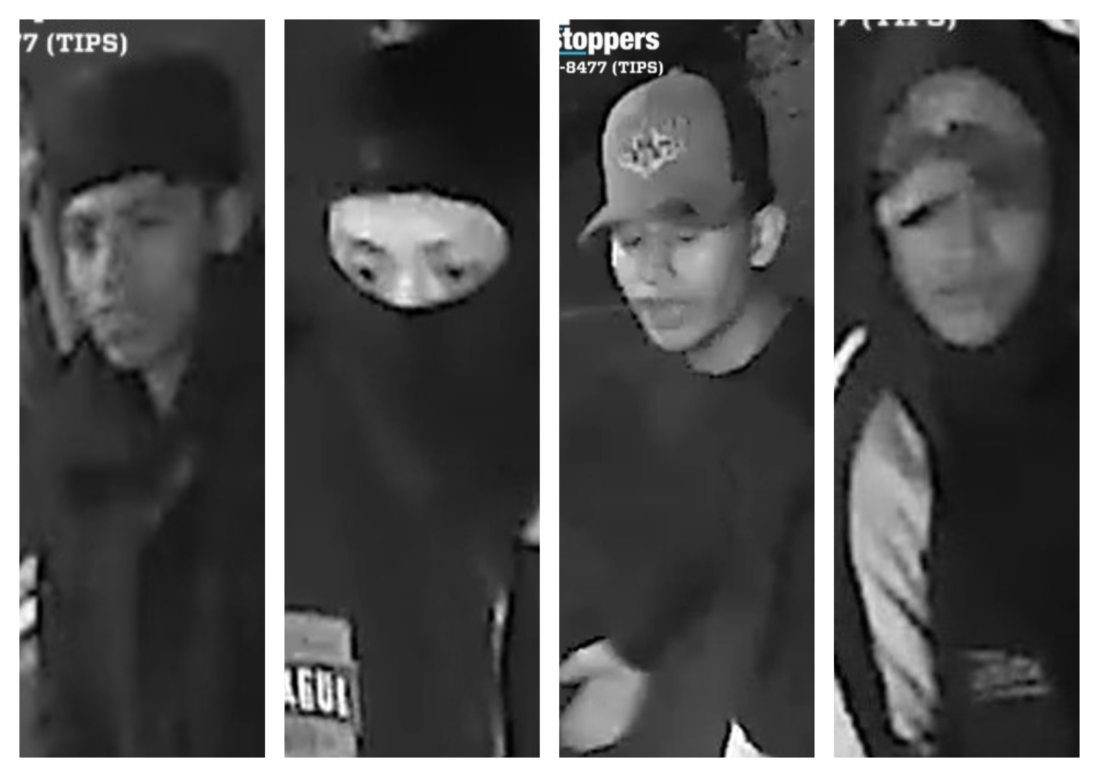 The four suspects surrounded the victim on Woodside Avenue during an attempted robbery that escalated into violence. 