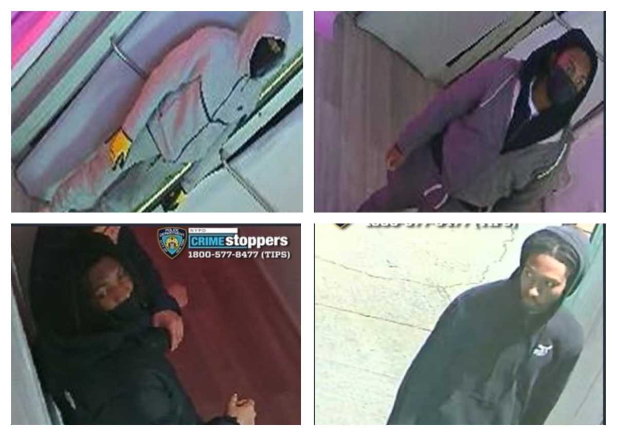 Cops are looking for the four suspects who allegedly punched a 56-year-old woman working in a Queens Village spa during the early morning of Jan 11.