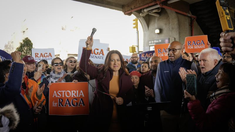 Assembly Member Catalina Cruz endorses Assembly Member Steven Raga (pictured) in Sunnyside on Saturday. Photo via Raga campaign.