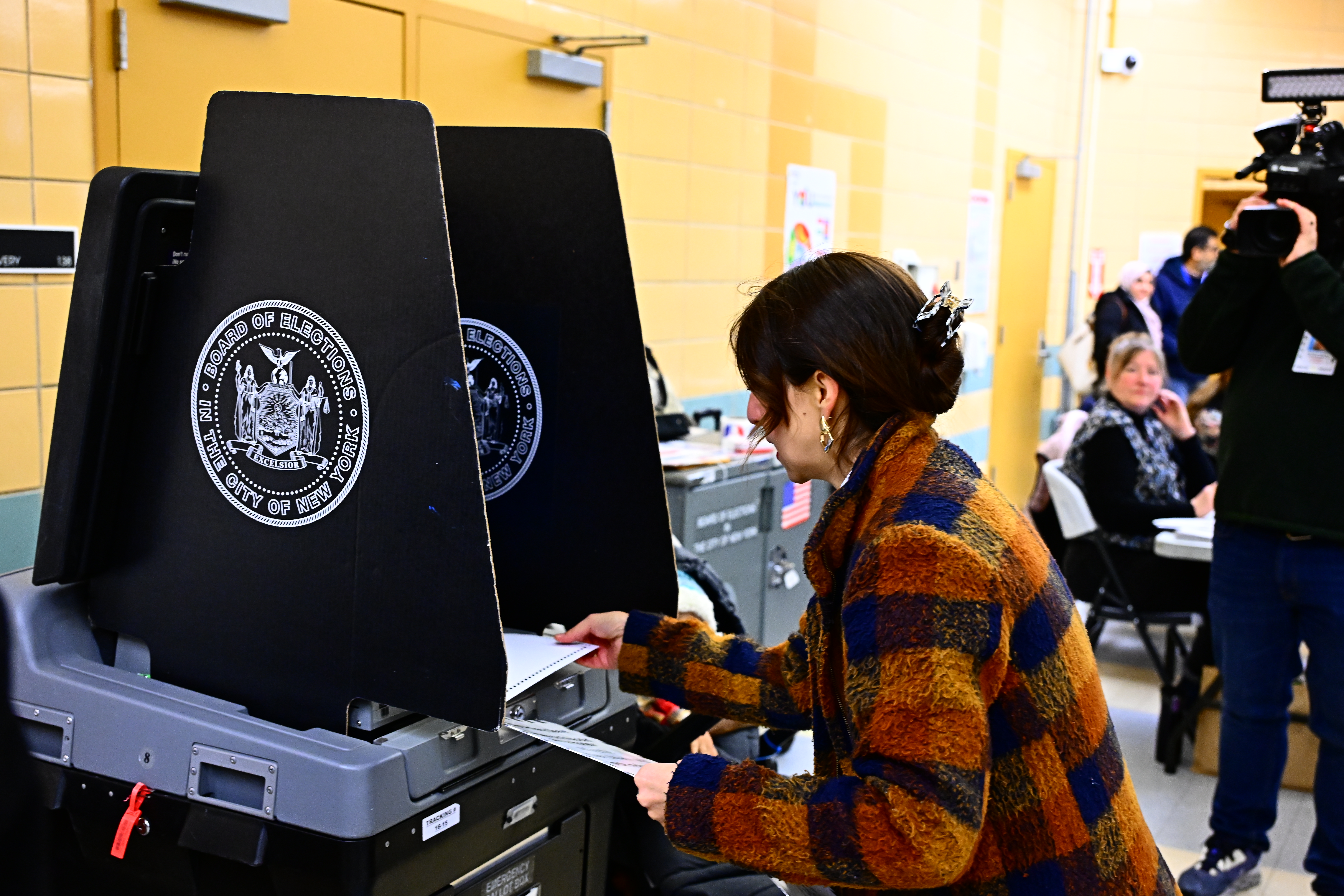 Diana Moreno casts her vote in the D36 special election at PS 166Q. Photo by Ramy Mahmoud.