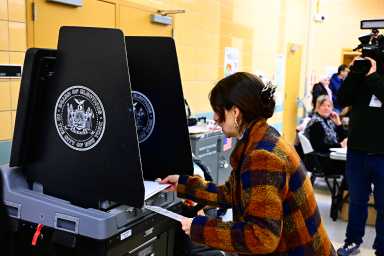 Diana Moreno casts her vote in the D36 special election at PS 166Q. Photo by Ramy Mahmoud.