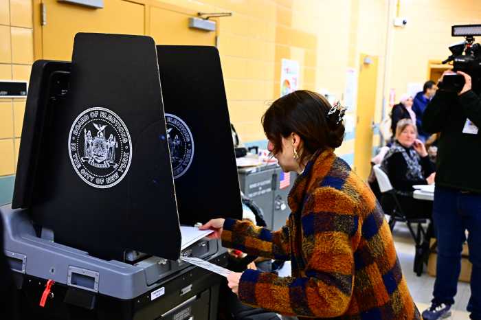 Diana Moreno casts her vote in the D36 special election at PS 166Q. Photo by Ramy Mahmoud.