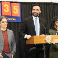 Mayor Zohran Mamdani announced a $38.4 million investment in eco-friendly electric heating pumps for NYCHA's Beach 41st Street development in Edgemere Wednesday morning. Photo by Lloyd Mitchell.