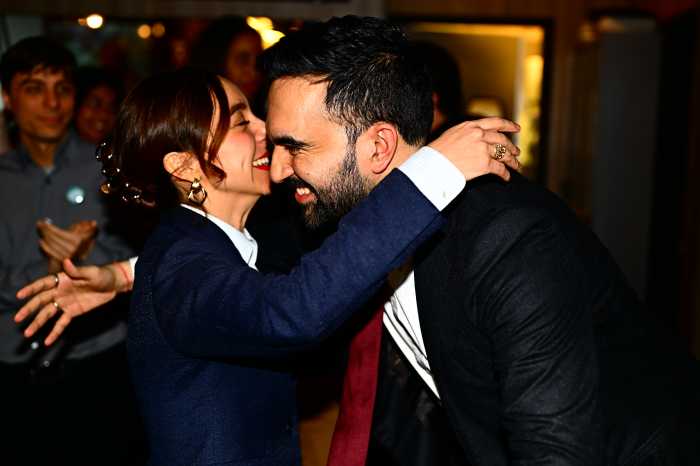 Moreno embraces Mamdani. Photo by Ramy Mahmoud.