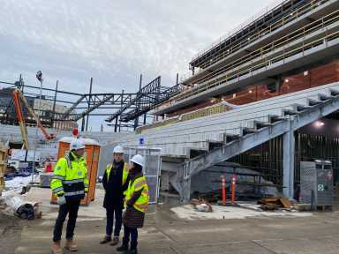 Council Member Sandra Ung recently took a tour of Etihad Park, the future home of New York City FC, with New York City FC Chief Operating Officer Jennifer O’Sullivan and City Football Group Chief of Infrastructure Jon Stemp. Photo via Council Member Sandra Ung.
