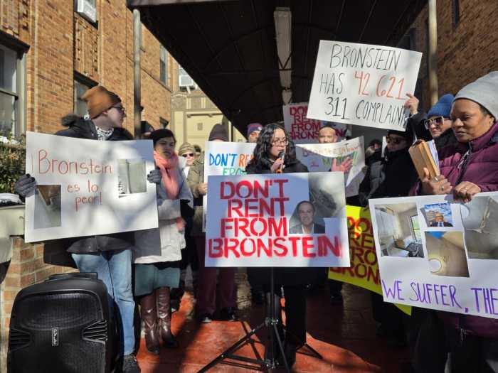 Assembly Member Claire Valdez speaks at Monday's rally. Photo by Shane O'Brien.