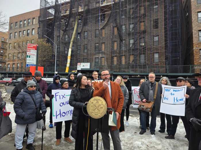 Brett Gallaway speaks at Tuesday's rally. Photo by Shane O'Brien