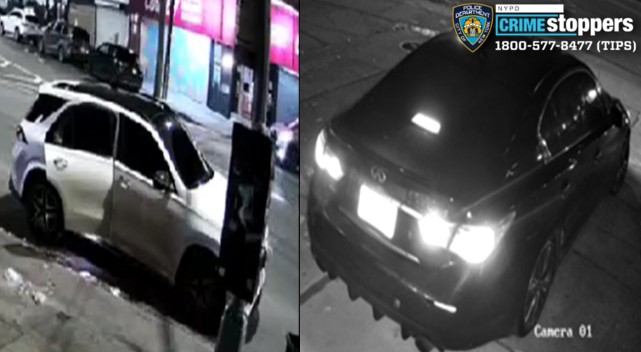 The thieves used a black Infiniti during their December heists.