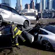 Nine vehicles were involved in a massive crash on the Long Island Expressway in the Blissville section of Long Island City on Friday, Feb. 27.