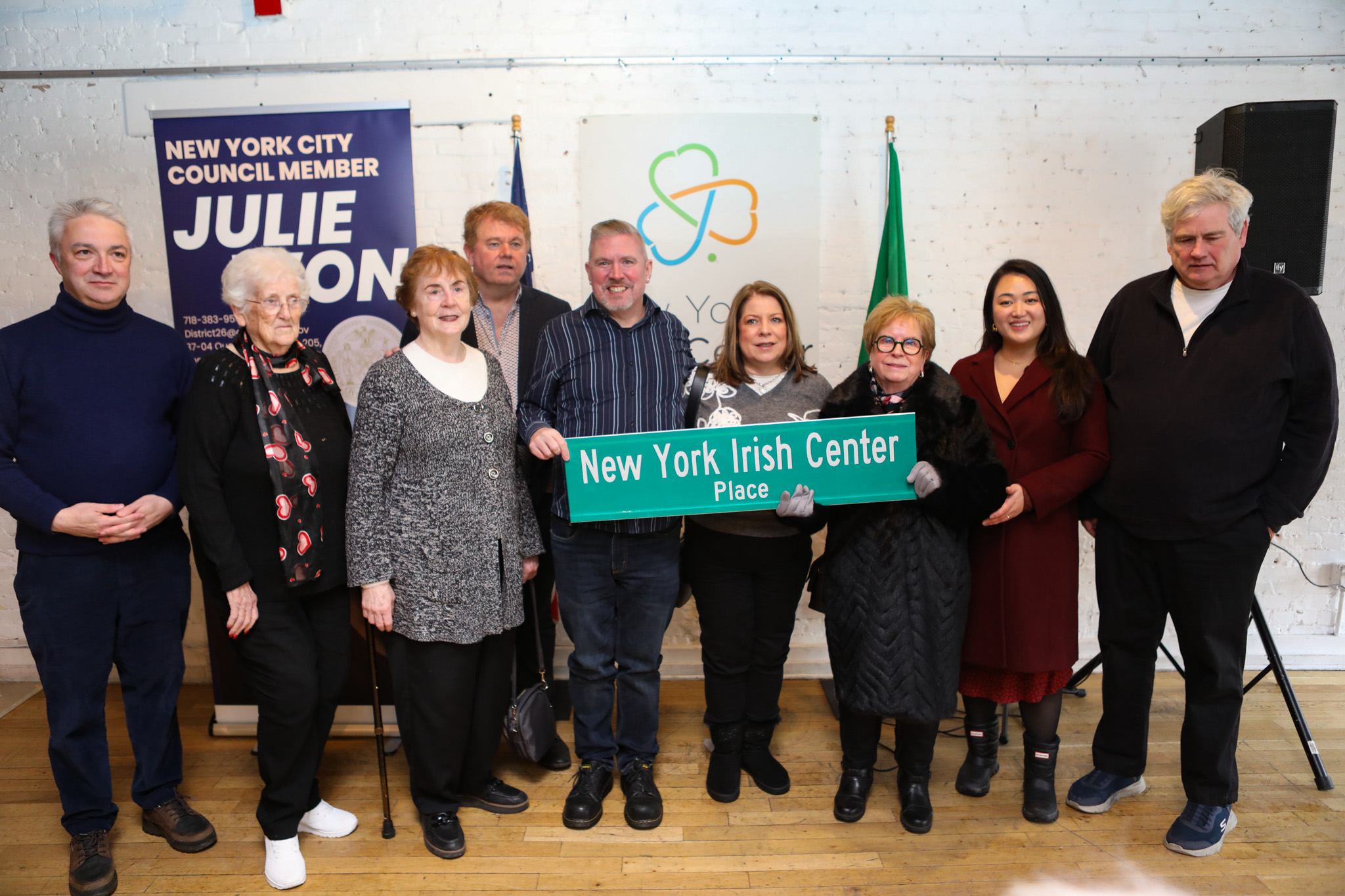Council Member Julie Won hosted a street co-naming ceremony honoring the New York Irish Center in Long Island City.