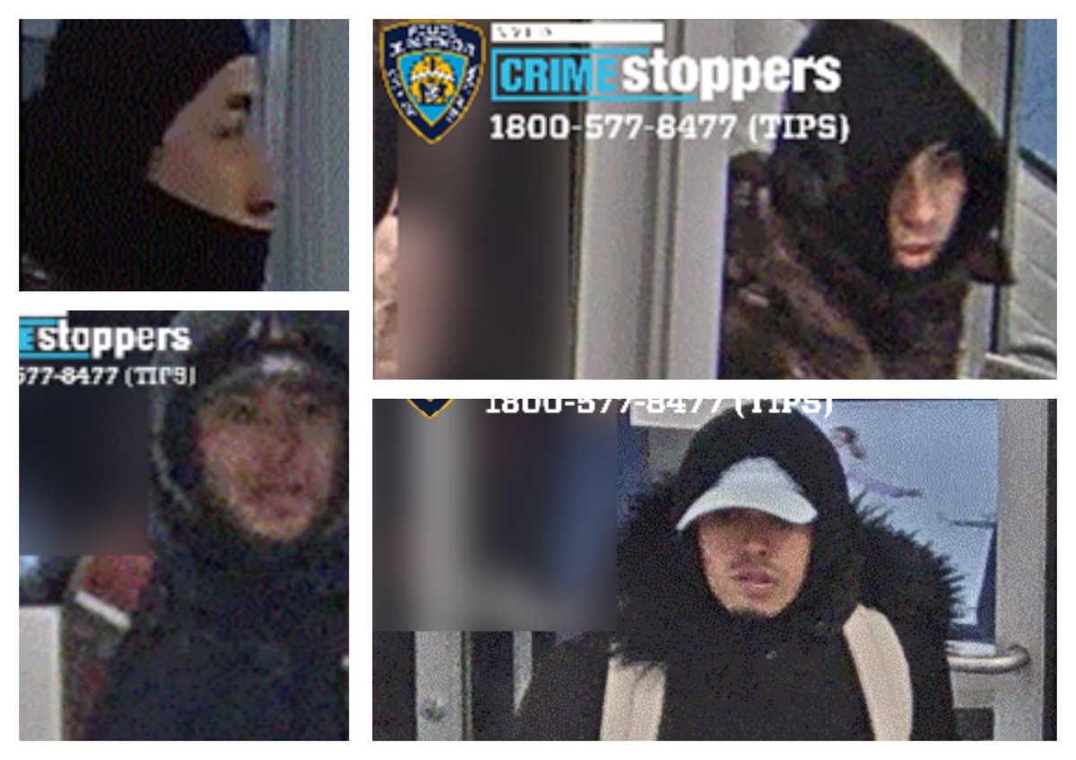 Cops are searching for four suspects who allegedly stole perfume and sneakers worth more than $5,000 from stores in Flushing in three incidents so far this month.