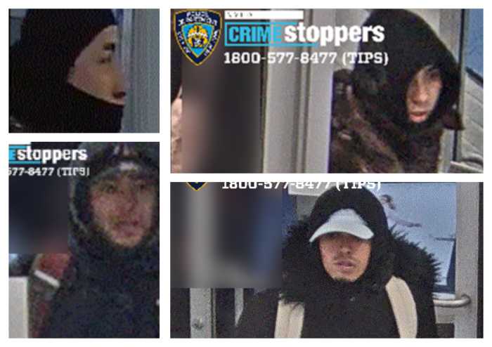 Cops are searching for four suspects who allegedly stole perfume and sneakers worth more than $5,000 from stores in Flushing in three incidents so far this month.