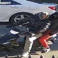 Cops are looking for these two suspects who have robbed nearly two dozen people while riding a scooter in and around Flushing in a series of grand larcenies that police say began in October.