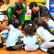 Mayor Zohran Mamdani celebrates Holi with children at Lucy's Rainbow Daycare. Photo by Ramy Mahmoud.