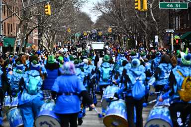 Groups march in the 2026 St. Pat's for All Parade on Skillman Avenue.