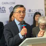 Jing Shui, chief operating officer of the Chinese American Independent Practice Association, stressed the impact of the Trump Administration’s cuts to Medicare and Medicaid on community-based health care providers during a rally at the CAIPA office, in Flushing, on March 3.