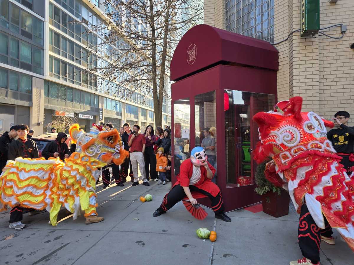 LICP's ceremonial lion dance outside Soothr.