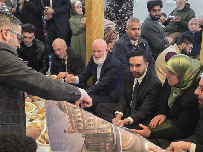 Mamdani viewed plans for a renovated mosque. Photo by Shane O'Brien.