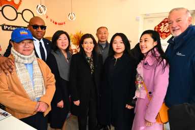 Gov. Kathy Hochul, U.S. Rep. Grace Meng, Queens Borough President Donovan Richards, State Sen. John Liu and Council Member Sandra Ung visited Flushing businesses Saturday, March 14.