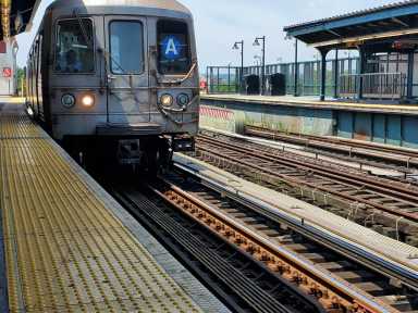 Cops are looking for a suspect who allegedly slashed a man and a woman during an argument on the A train in Ozone Park on Monday, March 2.