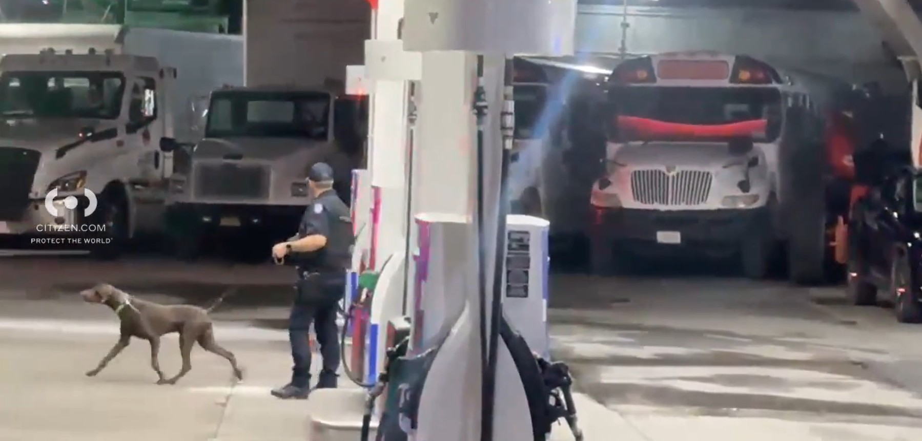 A vehicle pulled into the station just before 7 p.m. and left a box containing lithium-ion batteries behind. 