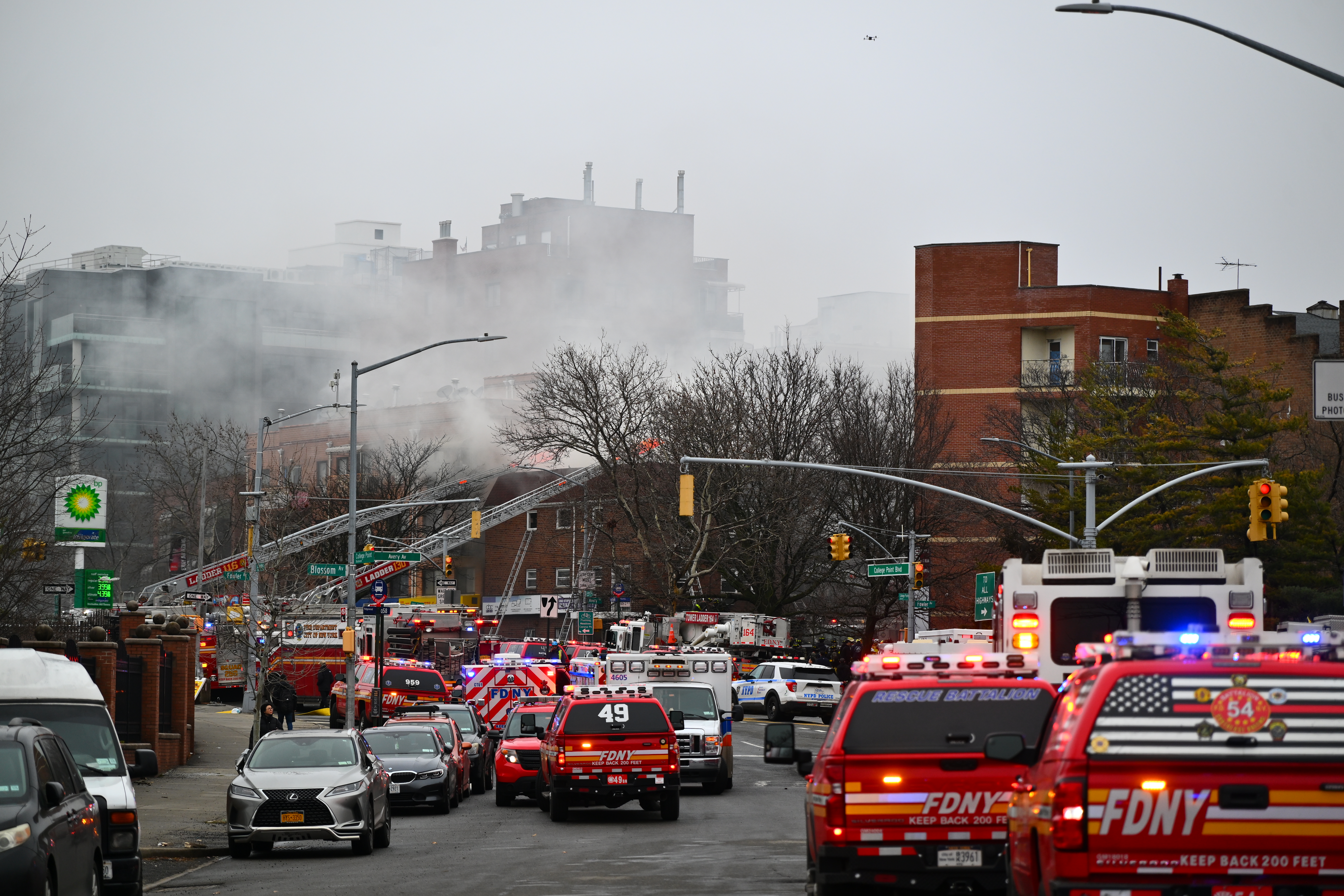 A total of 231 firefighters and EMS personnel responded to the scene of the fire, according to the FDNY.
